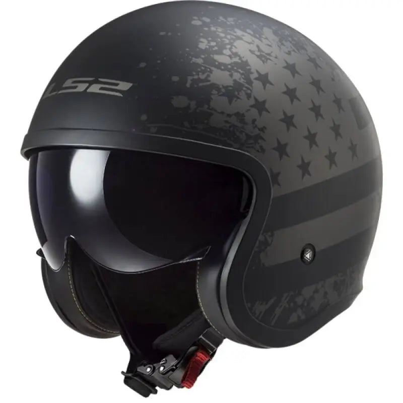 LS2 0F599 SPITFIRE II MATT BLACK FLAG