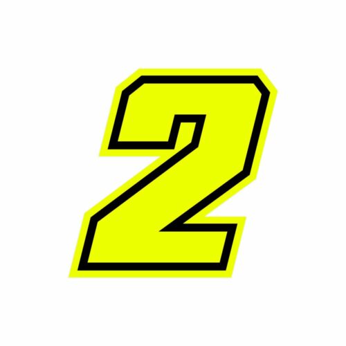 Numero “2” Adesivo Race Moto Giallo