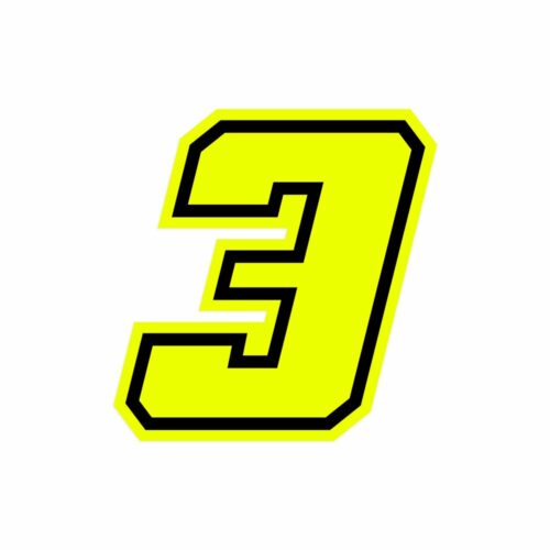 Numero “3” Adesivo Race Moto Giallo