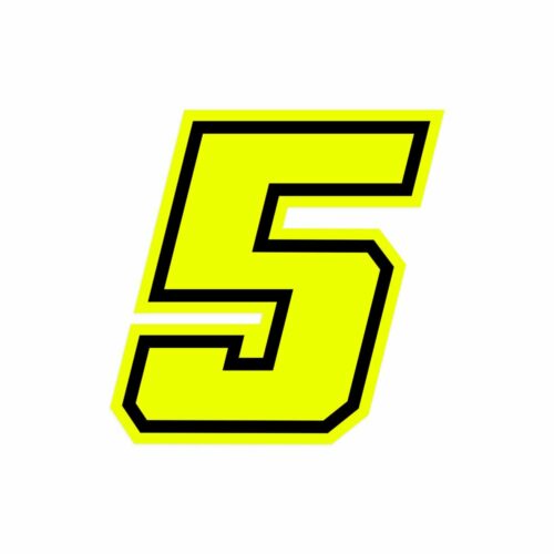 Numero “5” Adesivo Race Moto Giallo