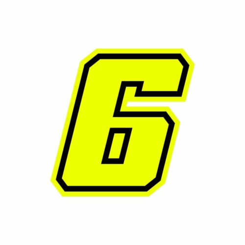 Numero “6” Adesivo Race Moto Giallo