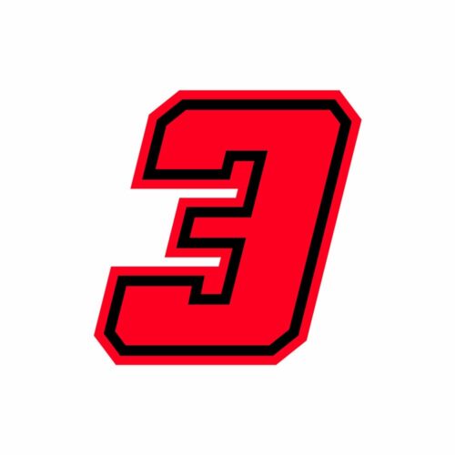 Numero “3” Adesivo Race Moto GP Rosso