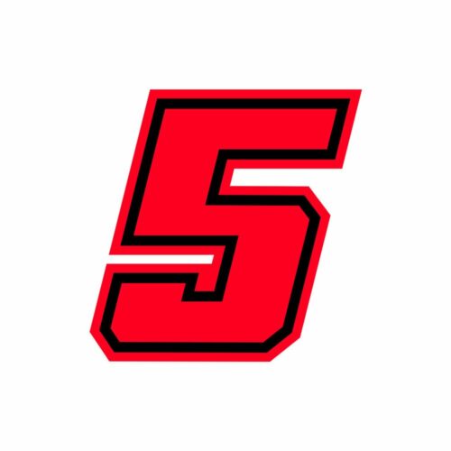 Numero “5” Adesivo Race Moto GP Rosso