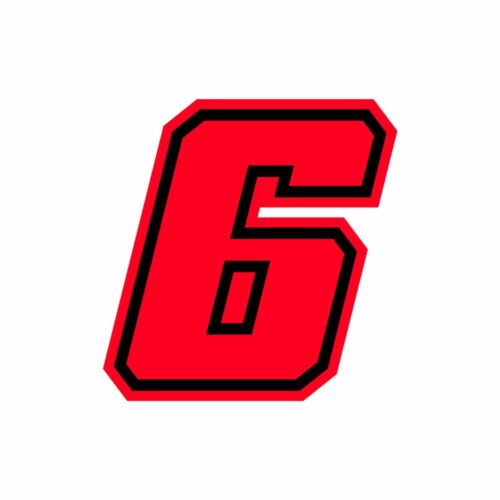 Numero “6” Adesivo Race Moto GP Rosso