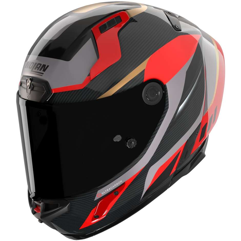 Nolan X-804 RS LESMO 362 Carbonio Rosso Grigio Oro Lucido