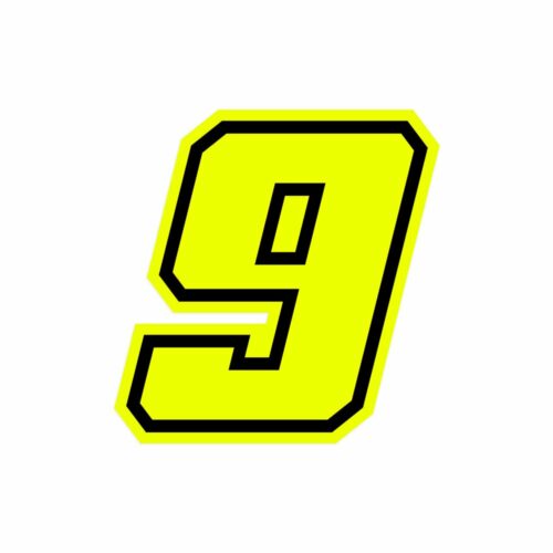 Numero “9” Adesivo Race Moto Giallo